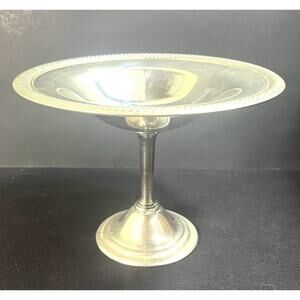 Antique Wm A Rogers Silver Pedestal Dish Vintage 5 1/4” Long x 7 1/4” Wide